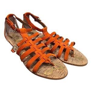 Sam Edelman Orange Suede Gladiator Sandals Women’s Size 7.5